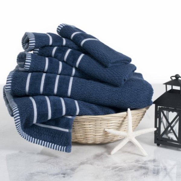 Hastings Home 6-piece 100-percent Cotton Towel Set with 2 Bath Towels, 2 Hand Towels and 2 Washcloths (Navy) 687553DWF